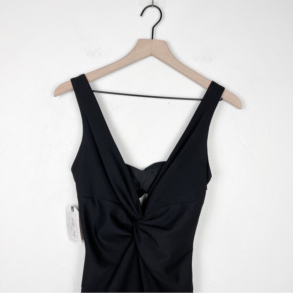 Katie May BHLDN Eva Damaris Twist Front Midi Sheath Cocktail Dress Black - Picture 14 of 15